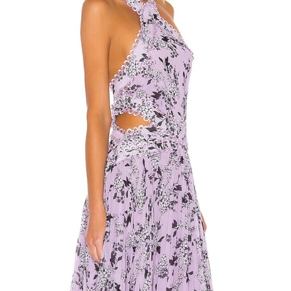 Lilac Purple Floral Dress, Cut-outs and Backless. - Picture 3 of 5